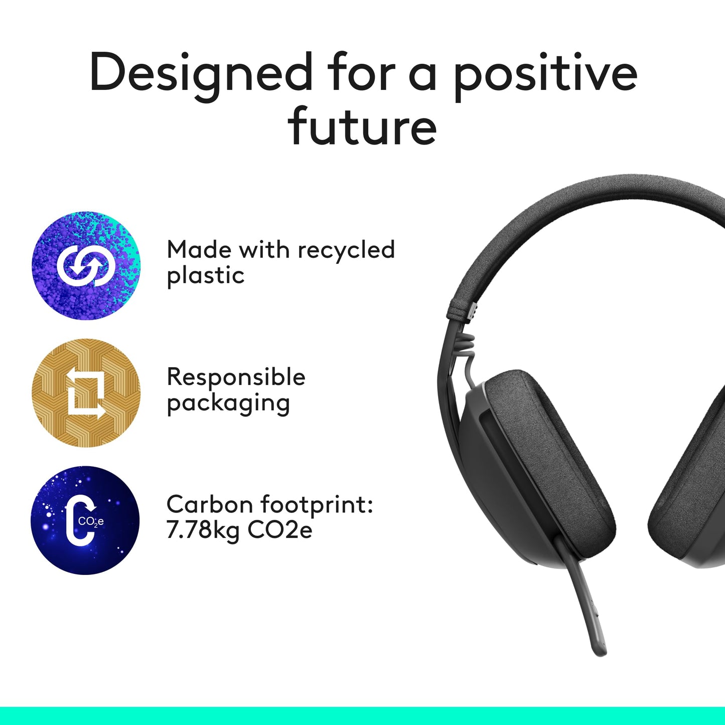Logitech Zone Vibe 100 Lightweight Wireless Over Ear Headphones with Noise Canceling Microphone, Advanced Multipoint Bluetooth Headset, Works with Teams, Google Meet, Zoom, Mac/PC - Graphite