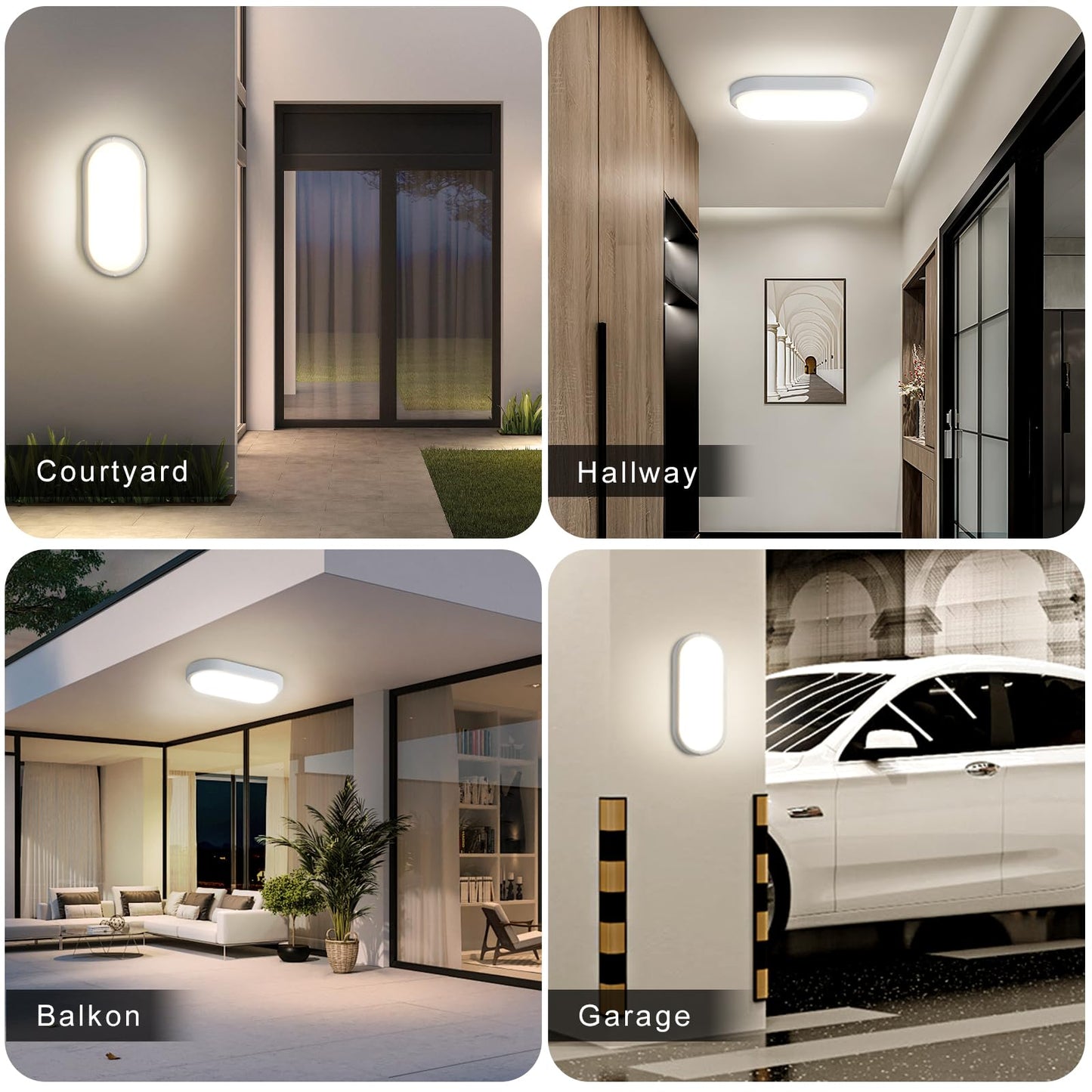 Letlit LED Ceiling Light with Motion and Twilight Sensor, 18W LED Bulkhead Light Outside, IP54 Bathroom Wall Light, 1800LM 4000K Porch Light Radar Sensor for Indoor,Outdoor,Hallway,Cellar,Garden