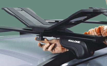 Malone SeaWing Saddle Style Universal Car Roof Rack Kayak Carrier with Bow & Stern Tie-Downs – 70 lb Capacity, V-Style Cradles, No-Tool Install, Jawz Mount, Corrosion-Resistant Nylon