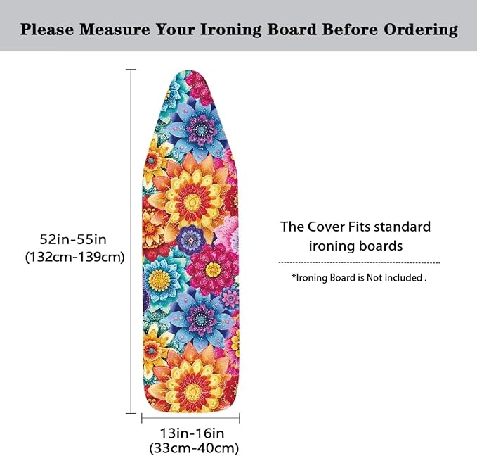 Colorful Flowers Ironing Board Cover Retro Dahlia Floral Iron Board Covers