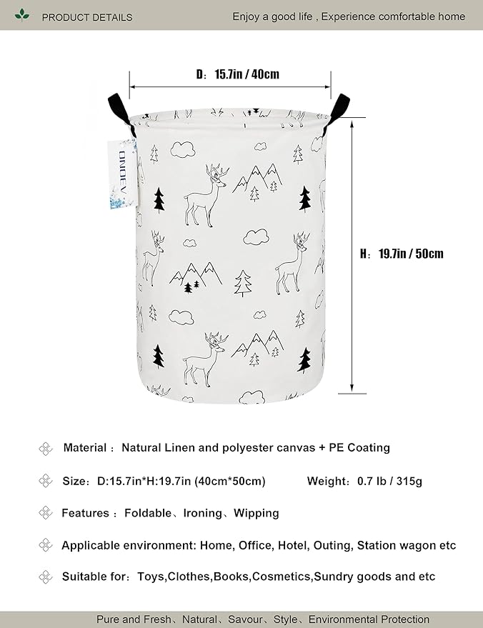 Round Fabric Storage Bin, Decorative Basket, Organizer Basket