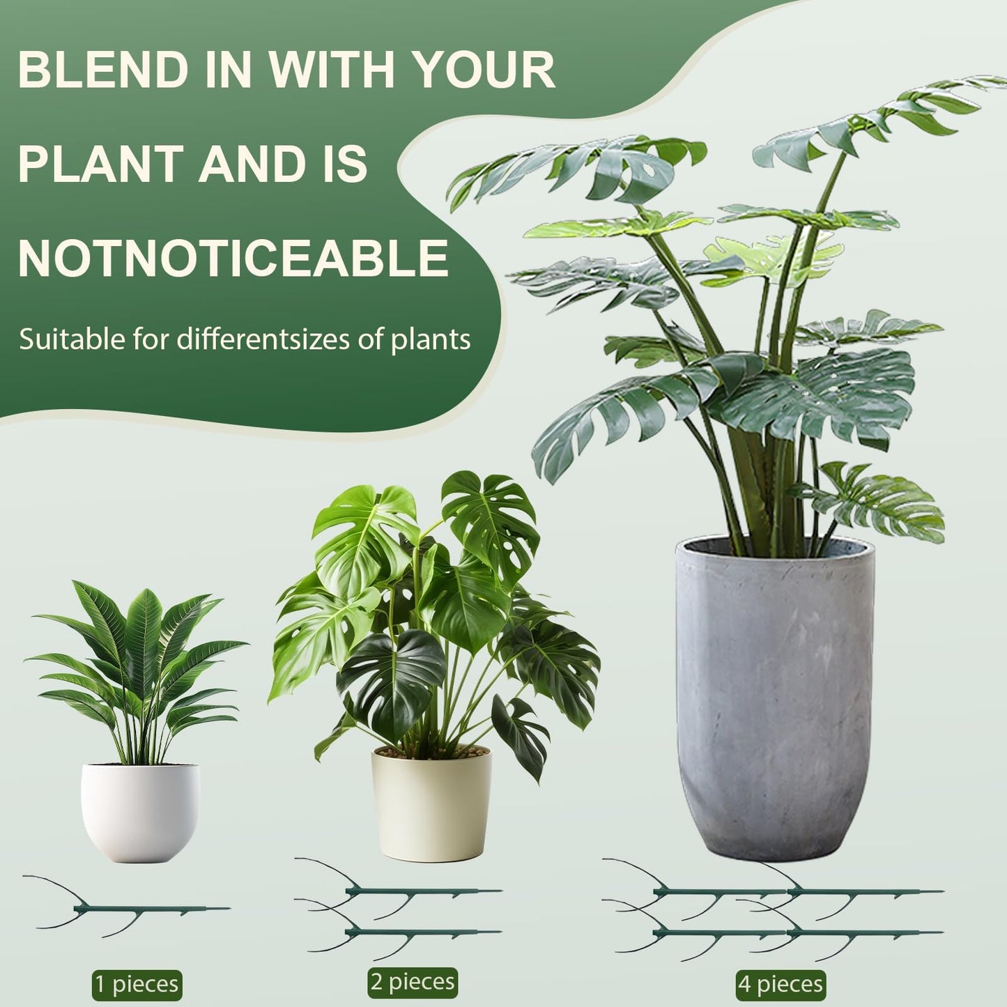 Upgrade Stackable Monstera Plant Support,2026 New Durable Garden Plant Support Stakes for Indoor Outdoor Potted Plants,Garden Accessories Plant Sticks for Vine Training Stem Stabilization (10, Green)
