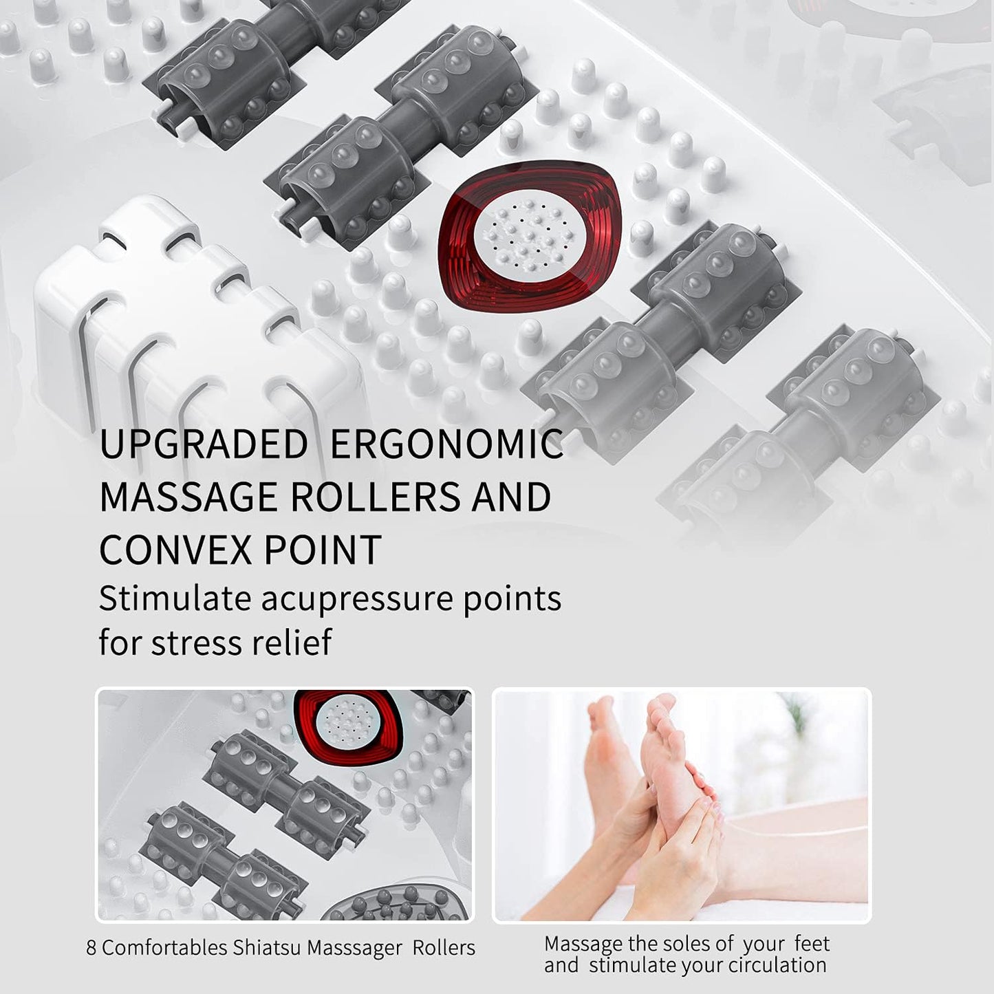 MODILIC Foot Soaking Tub, Foot Spa Bath Massager with Heat, Epsom Salt,Bubbles, Vibration and Red Light,Foot Soaker, Birthday Gifts for Mom Dad Women Men Her Him