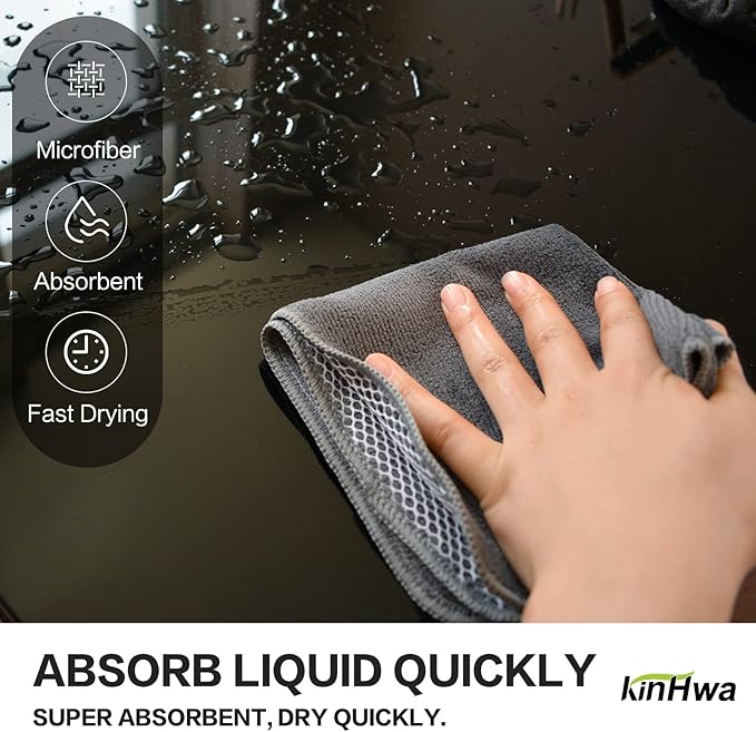 KinHwa Kitchen Washcloths for Dishes Absorbent Microfiber Dish Cloths Quick Dry