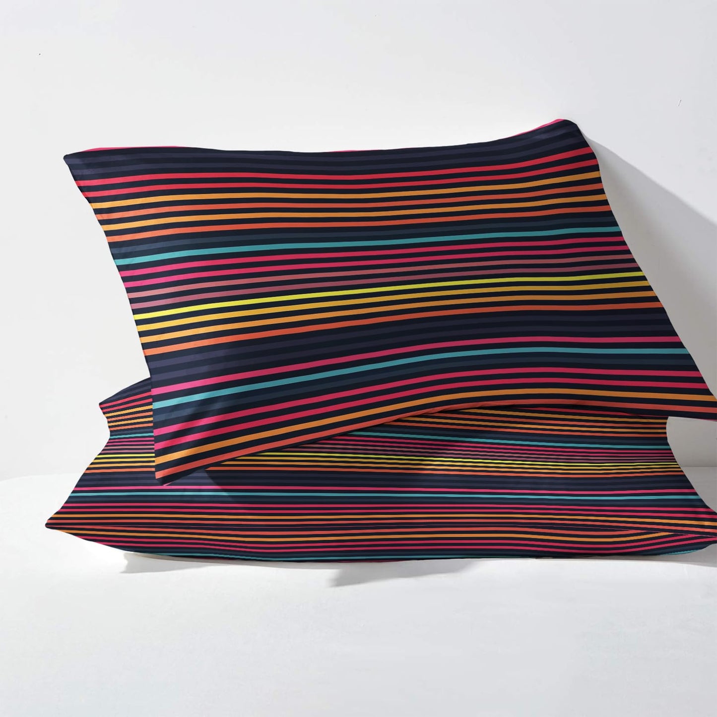 Striped Sheets California King Size, Colorful Bed Sheets, Patterned Bedding Sheets & Pillowcases 4 Piece Set - Soft Microfiber Deep Pocket Fitted Sheet & Flat Sheet & 2 Pillow Cases M&-A267