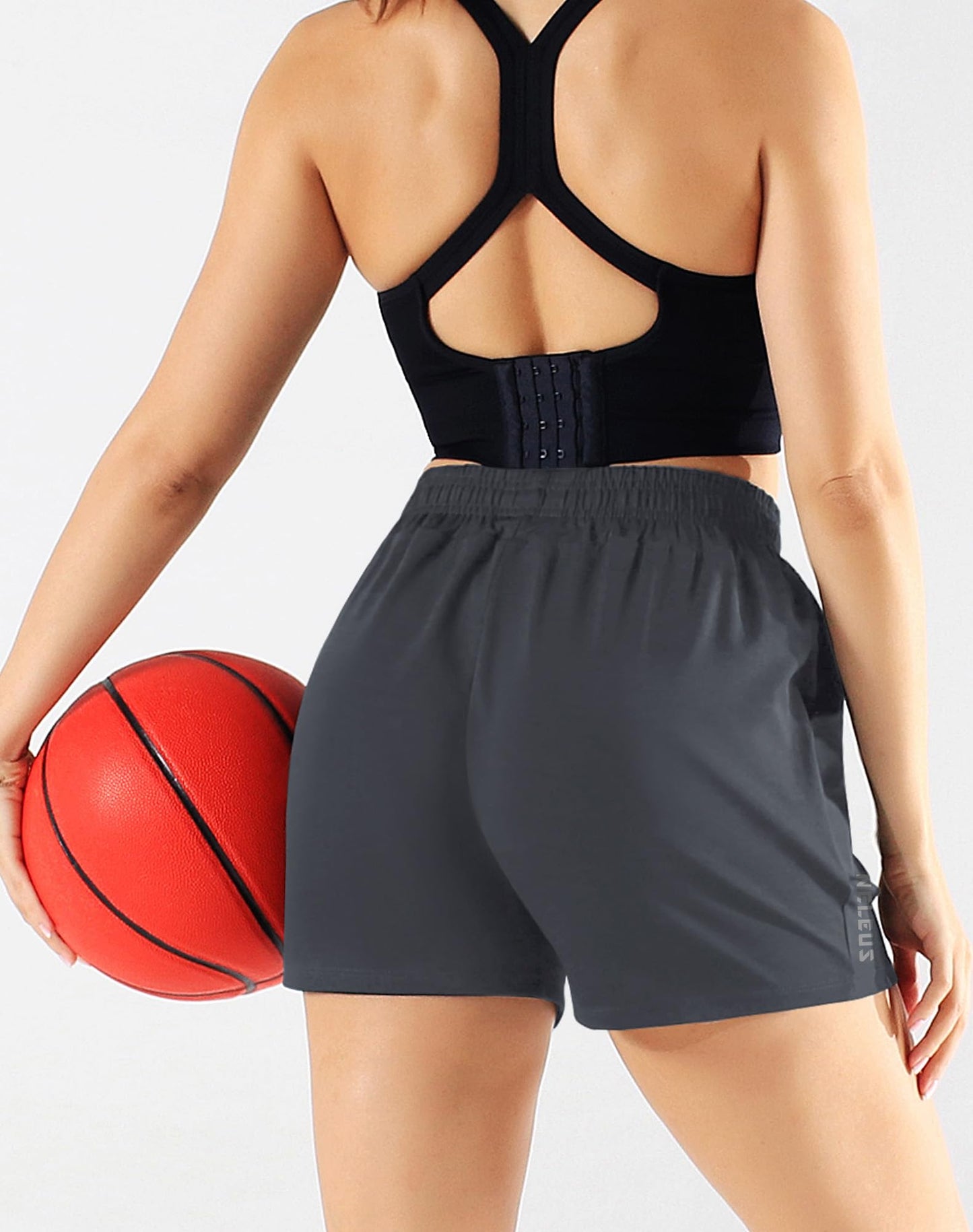 NELEUS Women's 4 Inches Running Shorts Workout Athletic Short for Yoga with Pocket,9066,Black/Grey/Navy Blue,3 Pack,Large