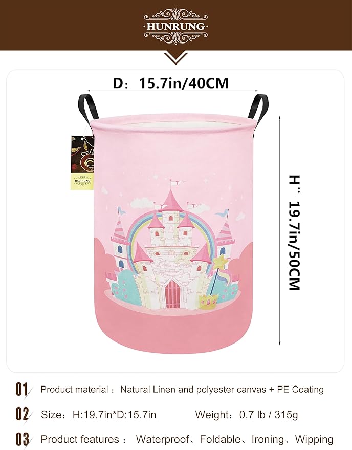 HUNRUNG Laundry Hamper, Large Canvas Fabric Lightweight Storage Basket Toy