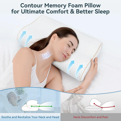 Cervical Neck Pillow for Pain Relief- Queen Size Cooling Pillow for Sleeping, Memory Foam Pillows for Neck Shoulder, Ergonomic Adjustable Contour Bed Pillow for Side, Stomach & Back Sleepers