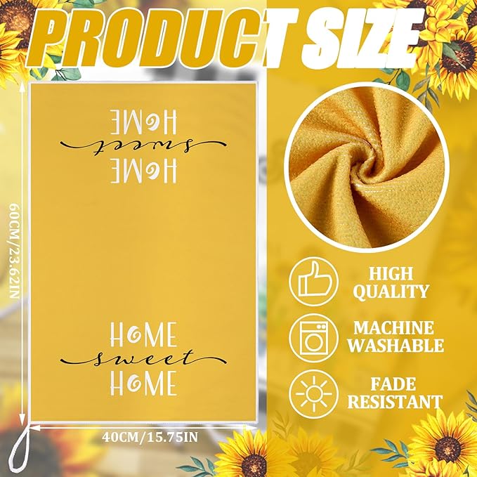 Bencailor 4 Pcs Sunflower Kitchen Towels Flower Floral Spring Hand Dish Towels