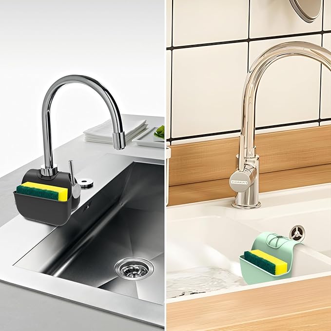 Sponge Holder for Kitchen Sink, Silicone Sink Saddle Caddy Organizer Rack