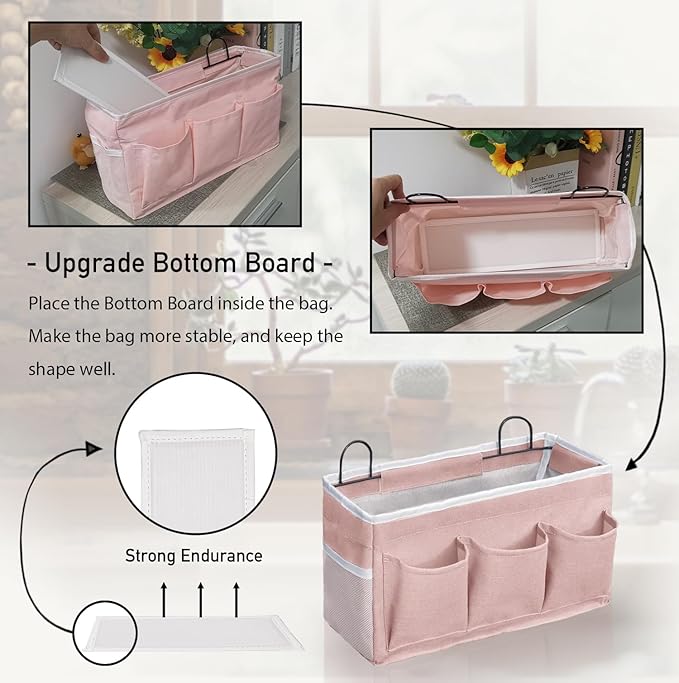 2pcs Light-Style Wall Hanging Storage Bag, Linen Fabric Door Hanging Organizer