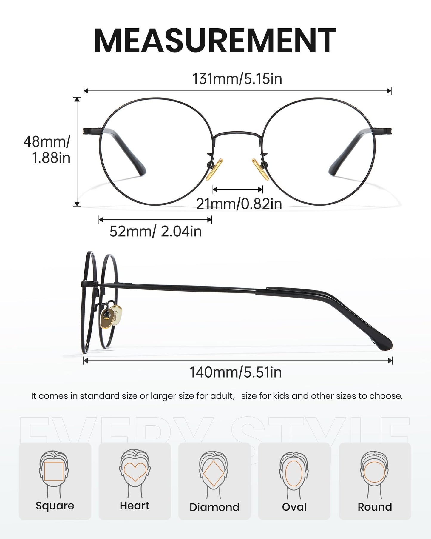 Cyxus Blue Light Glasses for Men Women Round Wire Frame UV Blocking Computer Glasses Clear Lens Metal Ultra Light Eyewear