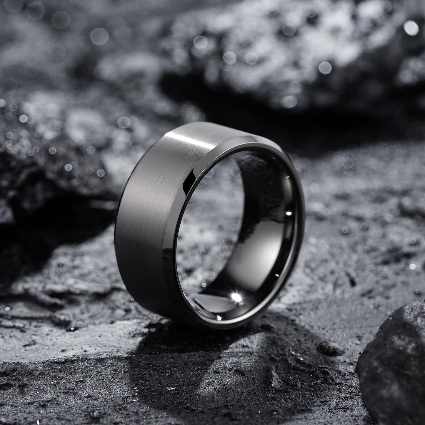 King Will 10mm Tungsten Wedding Band for Men - Gunmetal, Comfort Fit, Size 7
