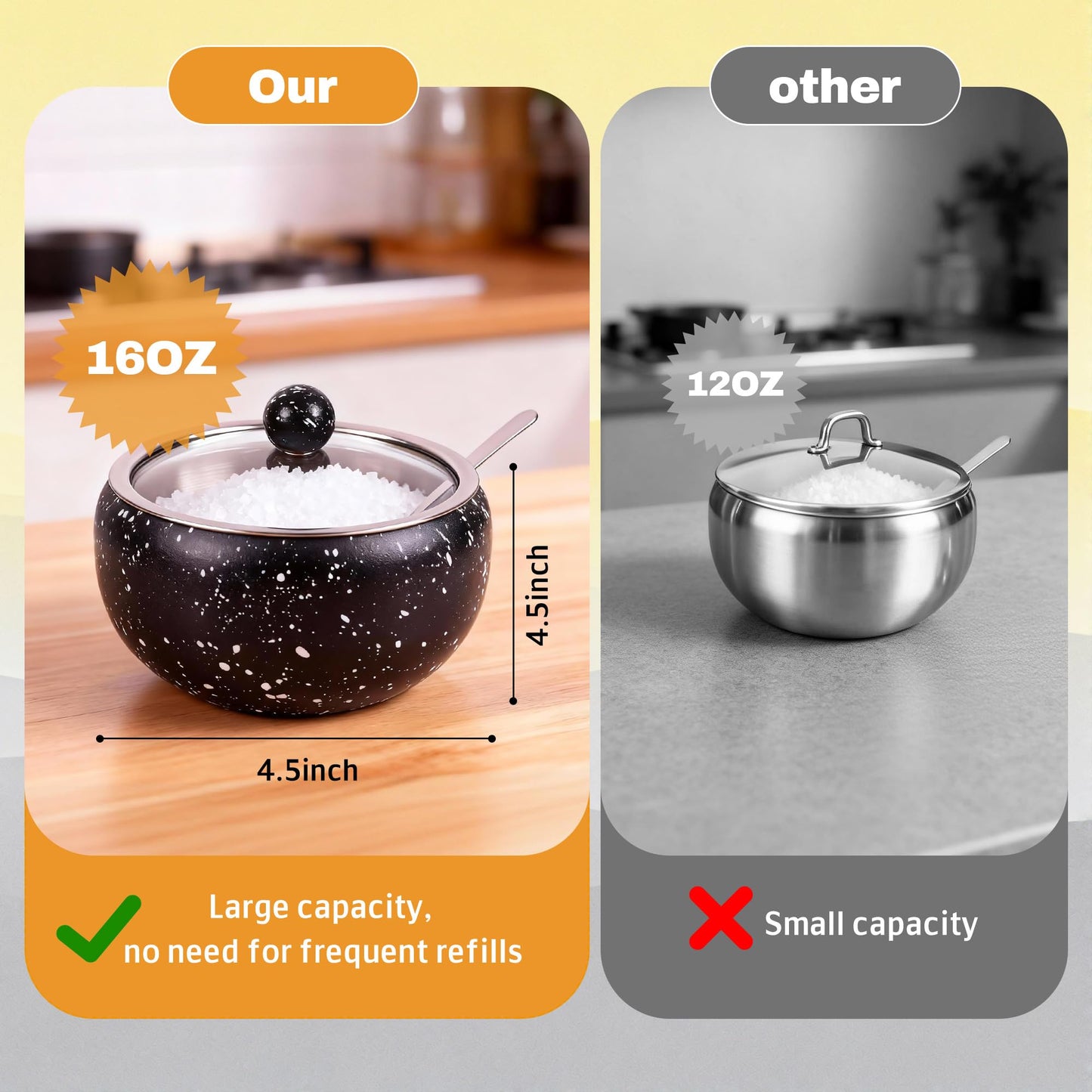 holoith Sugar Container with Glass Lid and Spoon, 16oz Snowflake pattern Stainless Steel Sugar Bowl for Coffee Bar Station Accessories Kitchen Storage for Salt, Candy, Coffee Bean (Black)