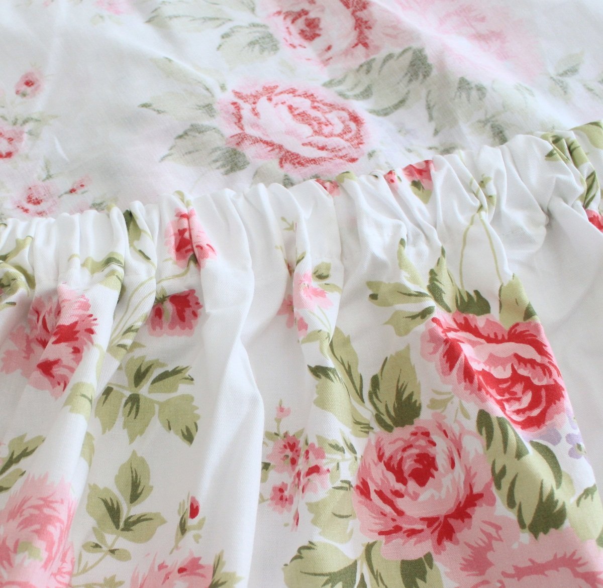 FADFAY Cotton Rose Floral Print Bed Sheets 4-Piece King Size