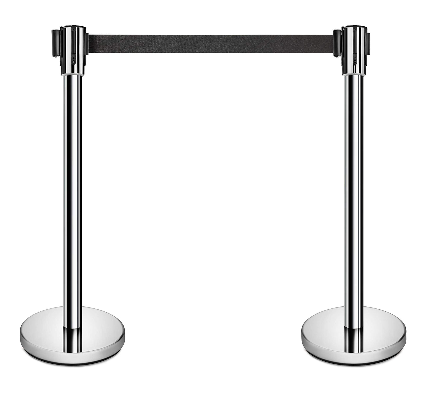 New Star Foodservice 54606 Stanchions, 36-Inch Height, 6.5-Foot Retractable Belt, Set of 2, Silver Belt