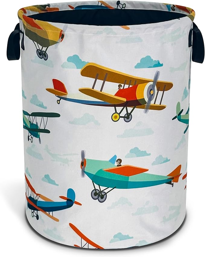 Funny Plane Laundry Basket Foldable Oxford Cloth Tote Bag Laundry Hamper