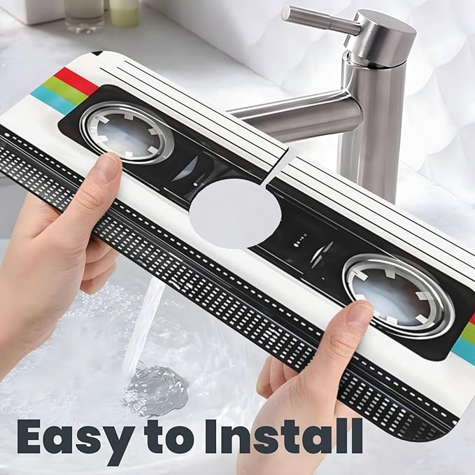 Scratch Back Retro Cassette Kitchen sink faucet pad, strong water absorption
