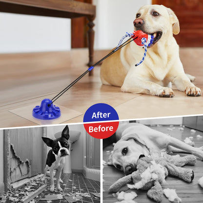 ULEFIX Interactive Dog Toys - Aggressive Chewer Suction Cup Tug of War, Indestructible Puzzle Toys & Treat Dispensing Ball for Dog Enrichment