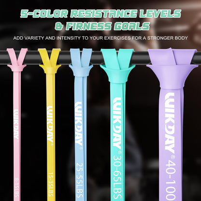 Resistance Bands, Pull Up Bands, Workout Bands for Exercise, Thick Heavy Resistance Band Set with Door Anchor, Elastic Bands for Body Stretching, Crossfit Training at Home/Gym Men & Women Women