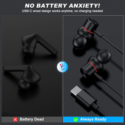 USB C Wired Headphones,【Active Noise Cancelling & One-Click ANC Toggle Button】Ear buds for iPhone 17 16 15 Pro Max USBC Earphones,Hi-Res Sound Type C Earbuds Compatible with iPhone/Android/Galaxy/iPad