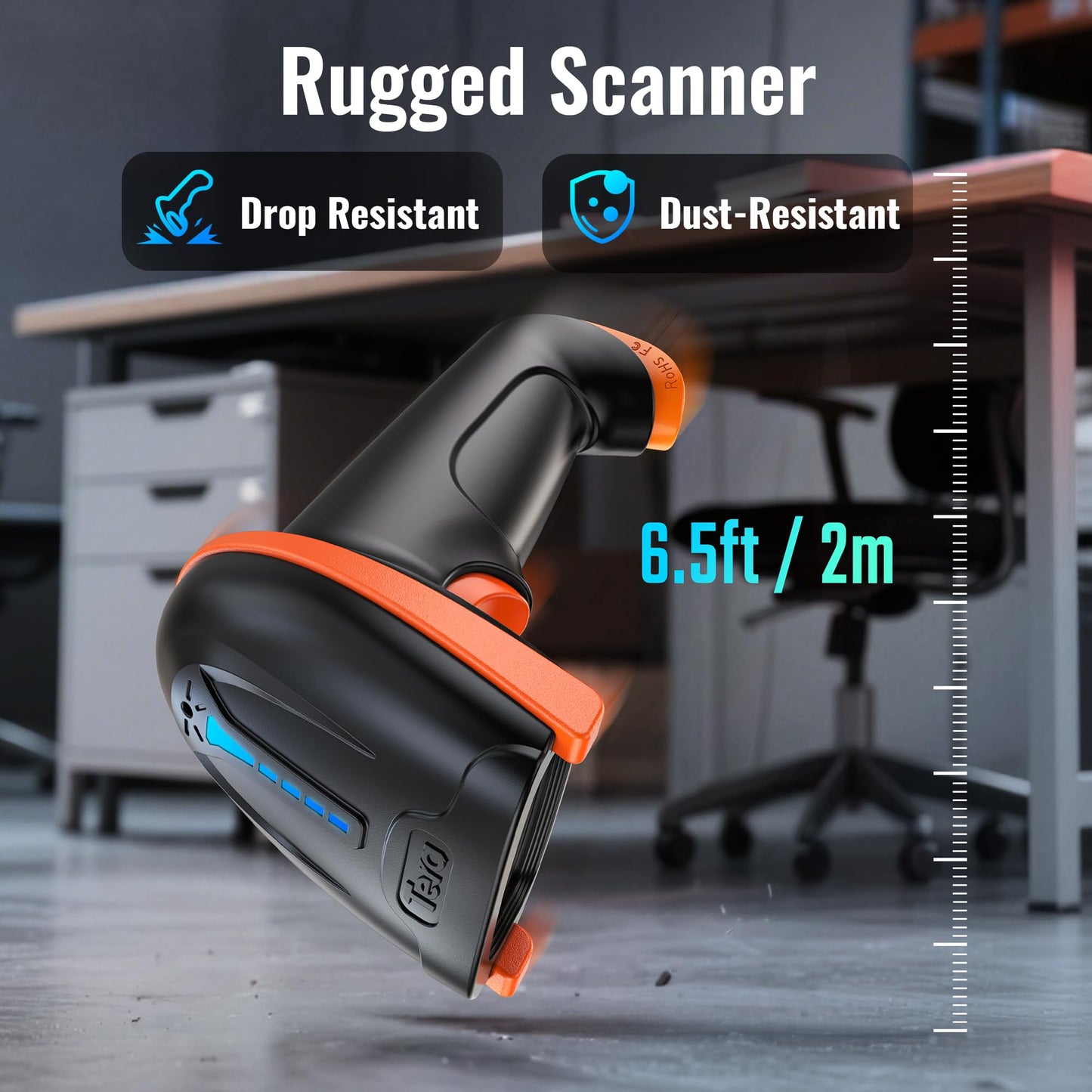 Tera Barcode Scanner Wireless with Battery Level Indicator Rechargeable 1D Laser Barcode Reader 2000mAh Battery, Design Patent: EU008489413, 5100