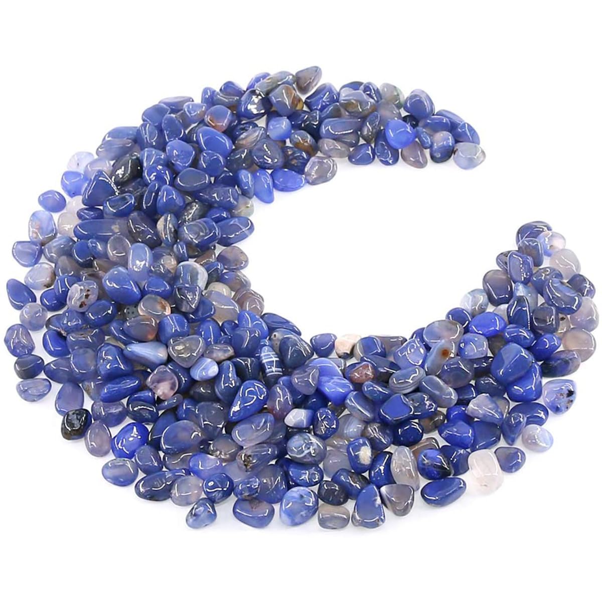 WAYBER Natural Blue Agate Pebbles, 1 Lb/460g Decorative Rocks Non-Toxic Crystal Stone Irregular Quartz Gemstone Crushed Pieces Tumbled Stone Chips for Jewelry Making/Home Decoration