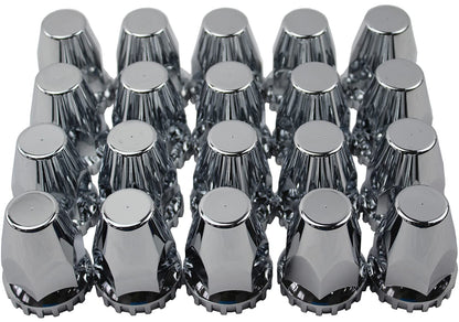 JIUXI ABS Chrome Plastic 33mm Thread-on Standard Lug Nut Covers for Semi Trucks (Pack of 20)