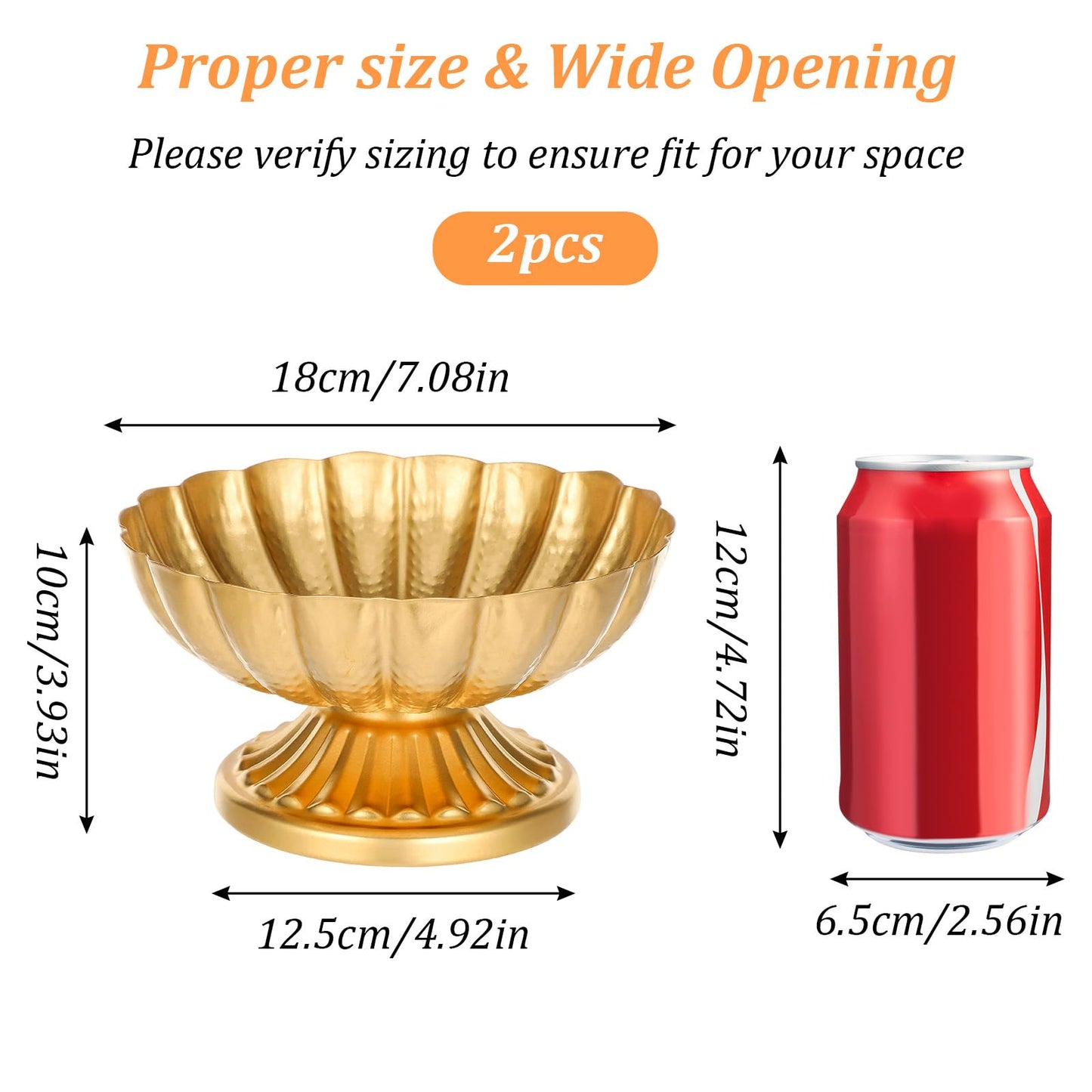 2 Pcs Gold Compote Vase for Centerpieces, Diameter 7 Inch Compote Vase