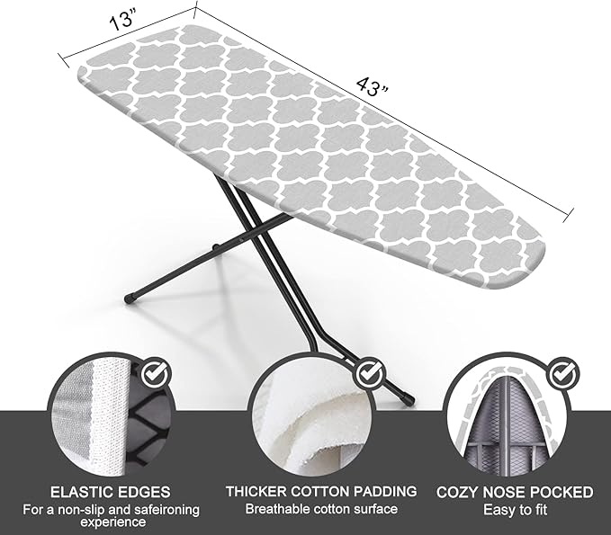 Ironing Board Cover and Pad, Standard Size 12" x 42" Iron Board Replacement