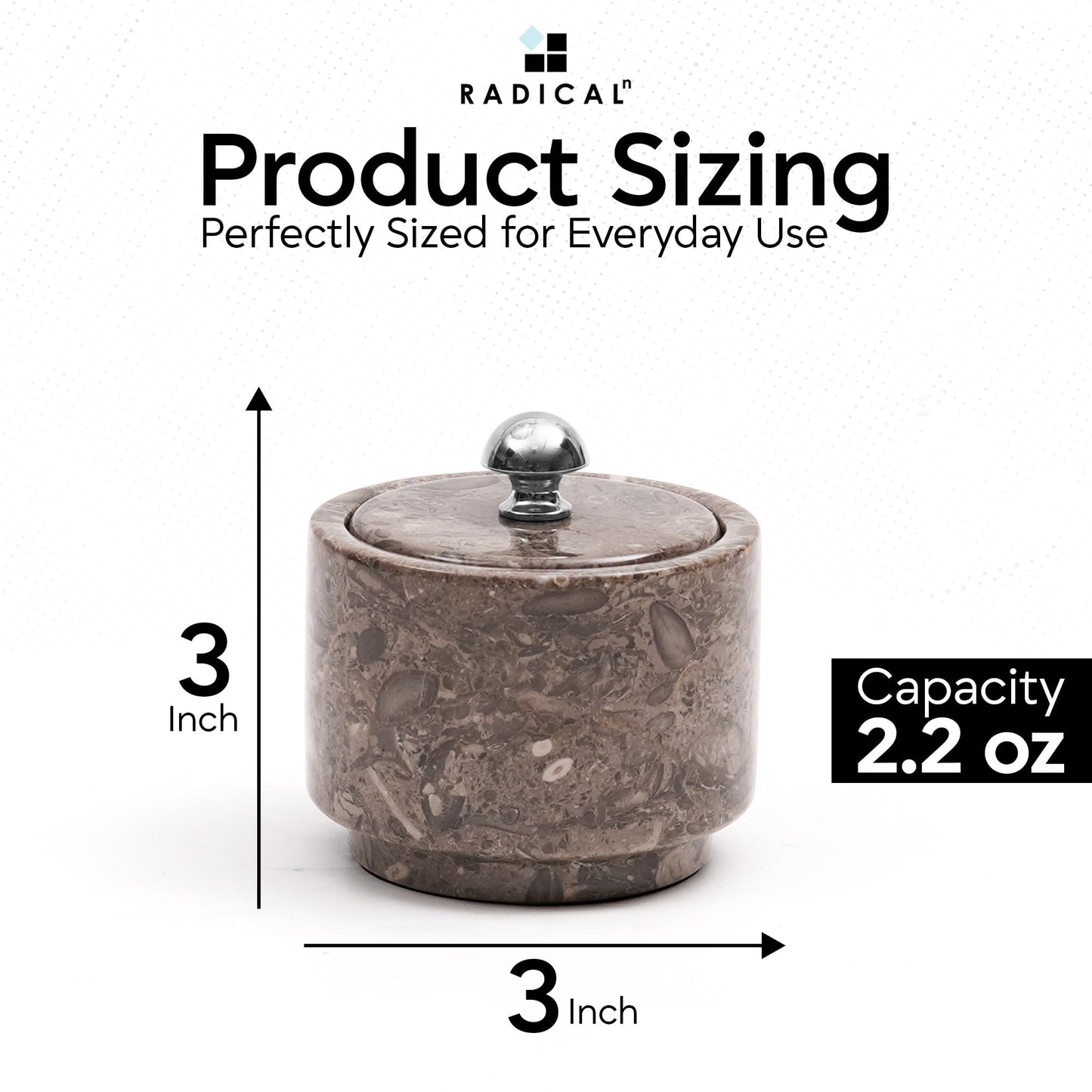 Radicaln Marble Salt Cellar with Lid 3" Oceanic Handmade Salt Box & Spice Jar for Kitchen Counter, Ideal Salt Holder, Sugar Bowl & Salt Dish, Salt Container For Housewarming Gift & Kitchen Decor