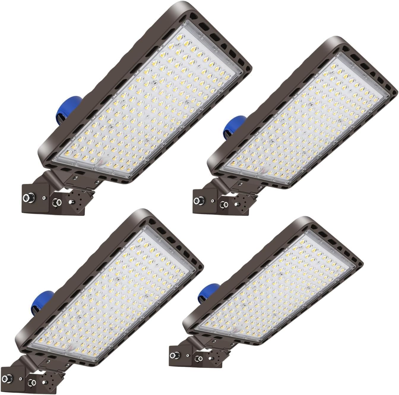 Juyace 4-Pack 240W LED Parking Lot Light with Photocell, 36,000LM 5000K Dusk to Dawn Security Flood Light, IP65 Commercial Area Light with Trunnion Bracket for Warehouse Street Yard (110-277V)