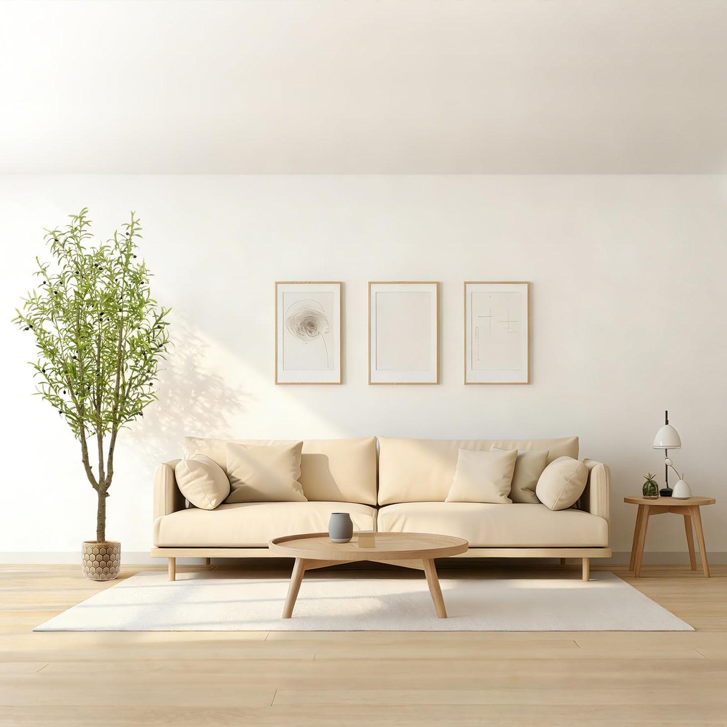 SIUJOJO Artificial Olive Tree 7FT, Faux Olive Tree Indoor with Natural Wood Trunk & Dense Leaves, Tall Fake Olive Tree for Living Room, Office, Entryway Decor