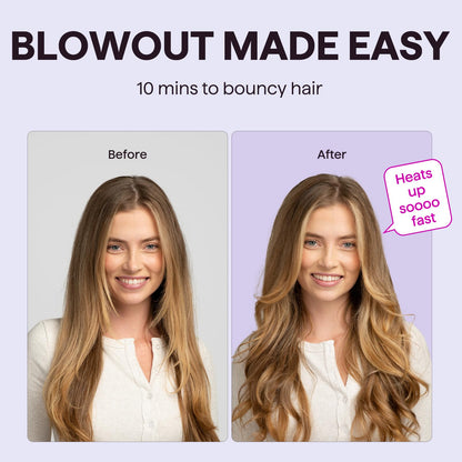 Wavytalk Thermal Brush, Blowout Boost 1.5 inch Heated Round Brush for Blowout Look, Dual Voltage, Pink, Sakura, Tourmaline Ceramic, Negative Ion Technology, 5 Temperature Settings, Less Damage