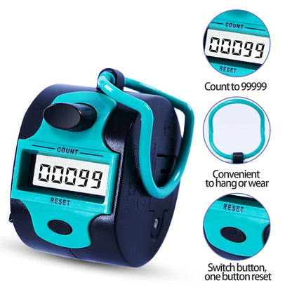 Handy Counter Click Manual Digital clicker Stitch Tally Counters Finger Mechanical Palm Handheld Pitch 5-Digit Electronic Display Click Counter Number Count for Row, People, Golf,Crochet,Lap&Knitting