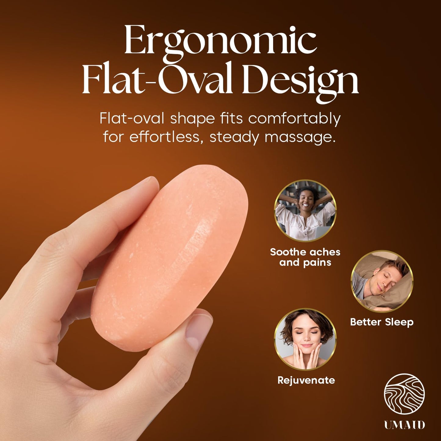 UMAID Himalayan Salt Massage Stones 6-Pack – Pink Crystal Spa Stones with Cotton Mesh Bag for Relaxation, Self-Care, Meditation & Wellness, Unique Spa Gifts for Men & Women
