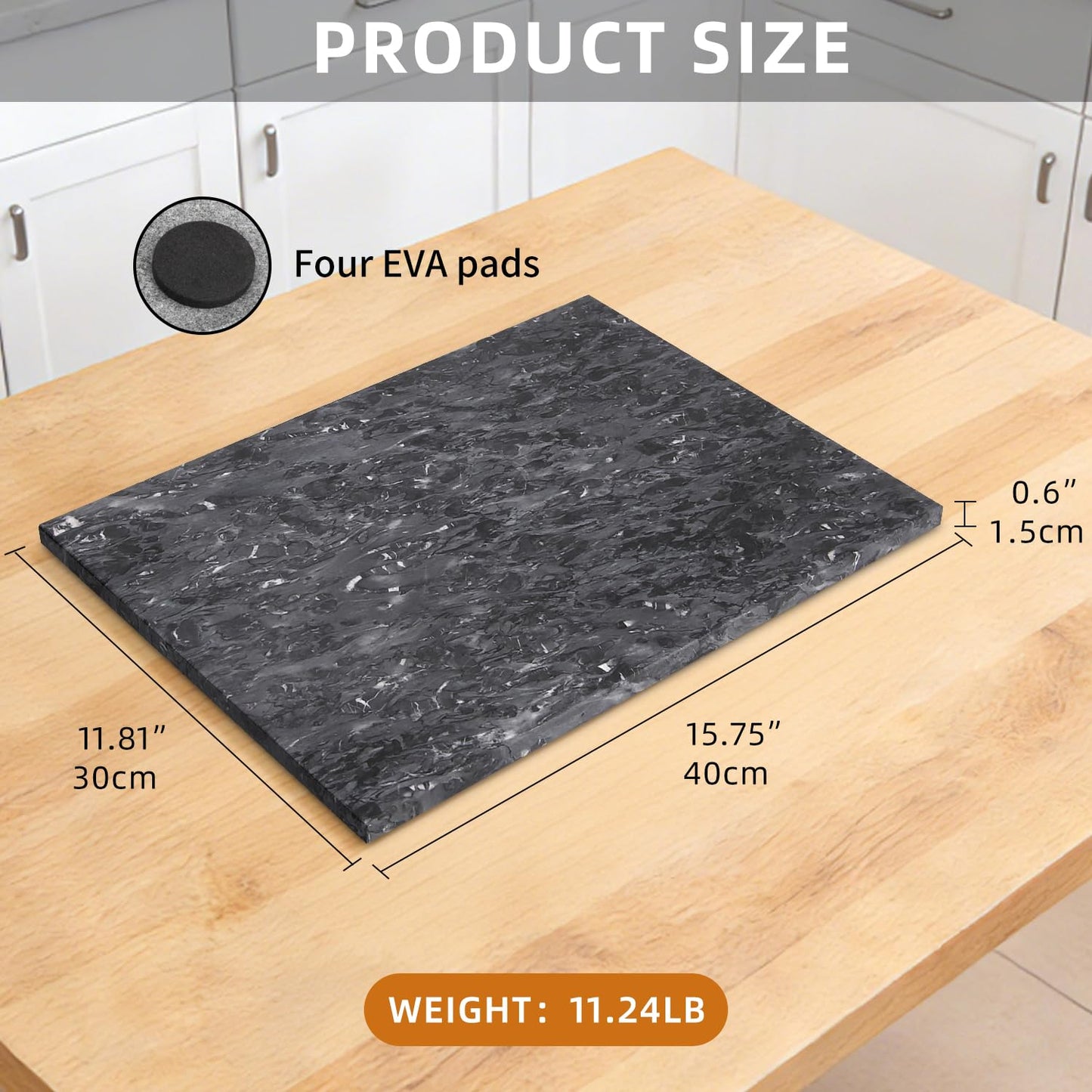 Natural Marble Stone Cutting Board for Home Kitchen,16 x 12 Inch, Marble Slab Pastry Board Large with Non-Slip Feet for Cooking,Baking, Cheese, Charcuterie, Chocolate (1, Dark Grey, Large)