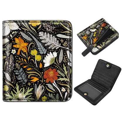 Simikol Womens Small RFID Blocking Wallet Compact Bifold Pocket Cute Credit Card Holder Leather Coin Slot Ladies Mini Purse with ID Window, Dried Flowers