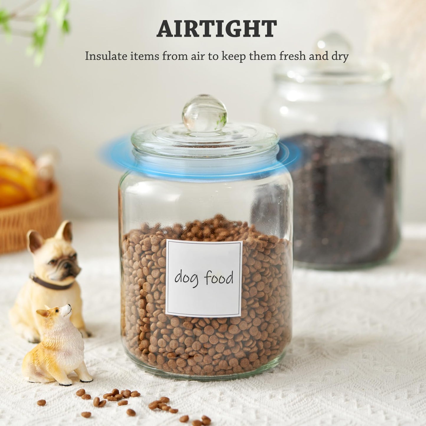 FyndraX Half Gallon Large Glass Jars with Lids, Airtight Storage Clear Containers for Kitchen, Laundry Room and Pantry Food Organization, Set of 4