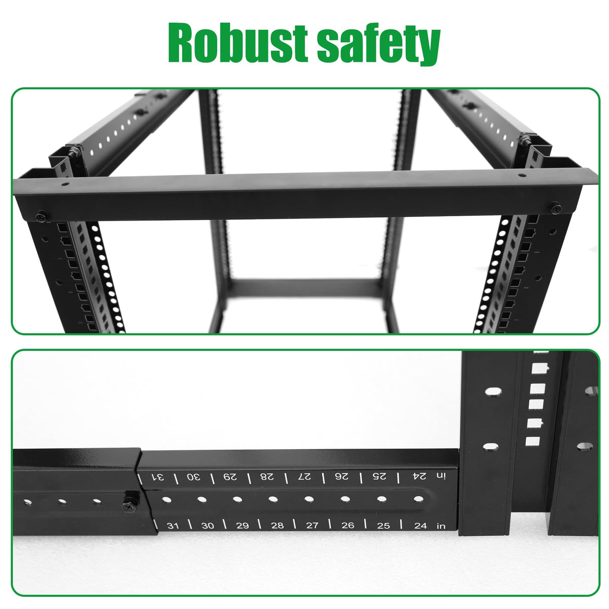 4-Post 27U Open Frame Server Rack for 19" IT Network Equipment & A/V Devices，22"-35" Adjustable Depth，Heavy Duty Free Standing Rack for Servers & AV Gear