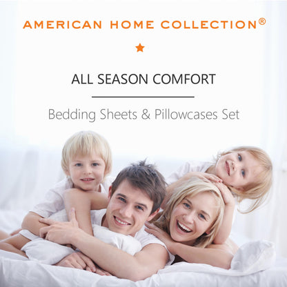 American Home Collection Full Size Sheet Set - Ultra-Soft Microfiber 15-Inch Deep Pocket - Wrinkle Free and Fade Resistant (Red)