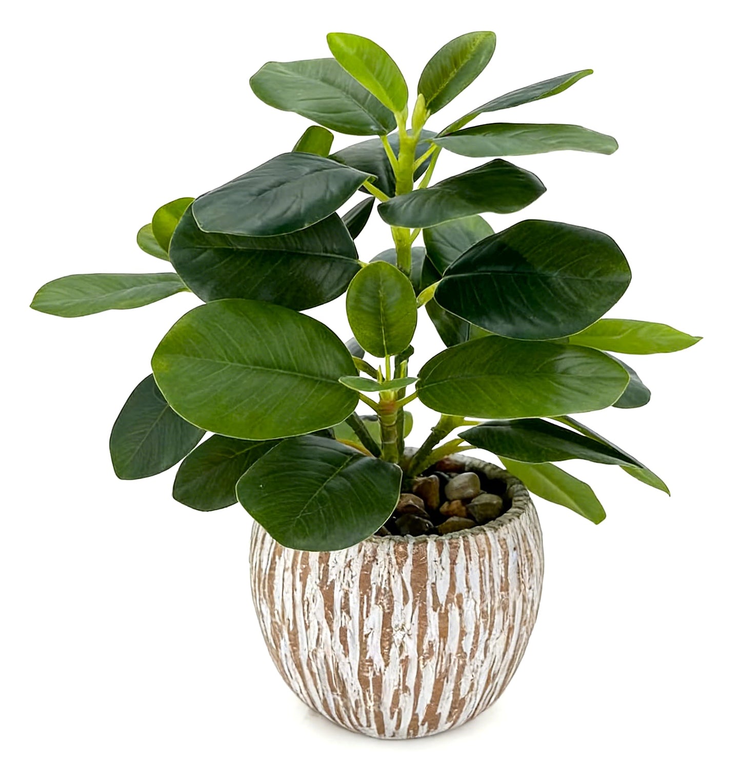 FLRLIVING Artificial Potted Plants Life-Like Fake Plant with Farmhouse-Style Cement Planter Feturing Light Wood Tone for Room Bathroom Bedroom Kitchen Office Dese Coffee Table Décor (9inch)