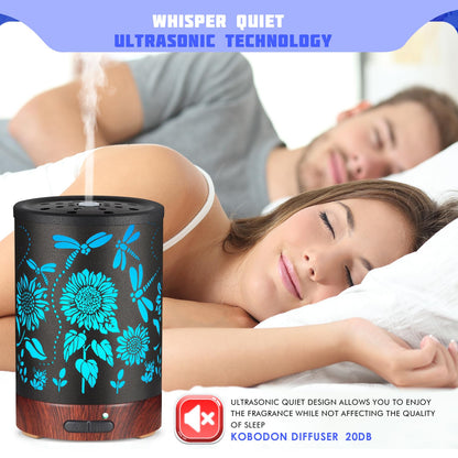 Essential Oils Diffuser,Aromatherapy Diffuser,Birthday for Women Mom Grandma,Metal Cool Mist Humidifier with 7 Colors Lights Waterless Auto Off Air Diffusers (Dragonfly)