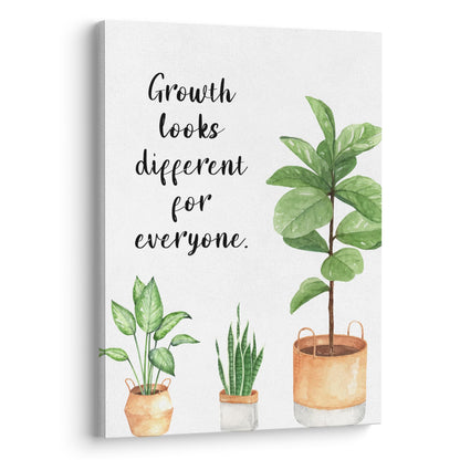 XWELLDAN Growth Looks Different for Everyone Mental Health Growth Mindset Wall Art Canvas Prints,Potted Plant Wall Art Decor for Classroom Therapy Office School Counseling Office, 11 x 14 Inch, Framed