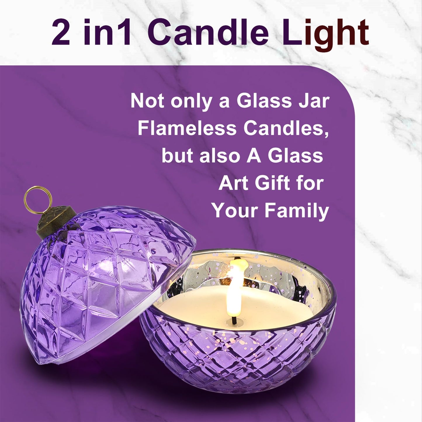 WNP Glass Flameless LED Candles Battery Operated Flickering Jar Lights for Halloween Christmas Home Decor Perfect as Birthday Gift for Her Wife Girlfriend Anniversary Present and Party Decoration