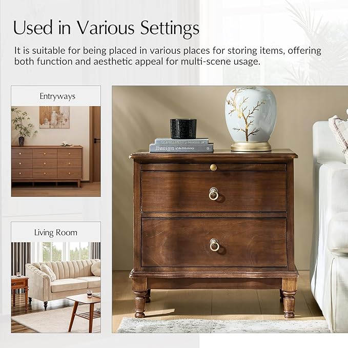 HULALA HOME Solid Wood Storage End Table