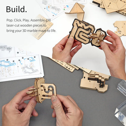 NOELKING 3D Wooden Puzzle Marble Maze, Brain Teaser Puzzle Maze Ball Game for Kids & Adults, Challenging Wood Labyrinth 3D Puzzle Toy, Wood Craft Kit for Home Office Decor, Gift for Kids Teen Adults