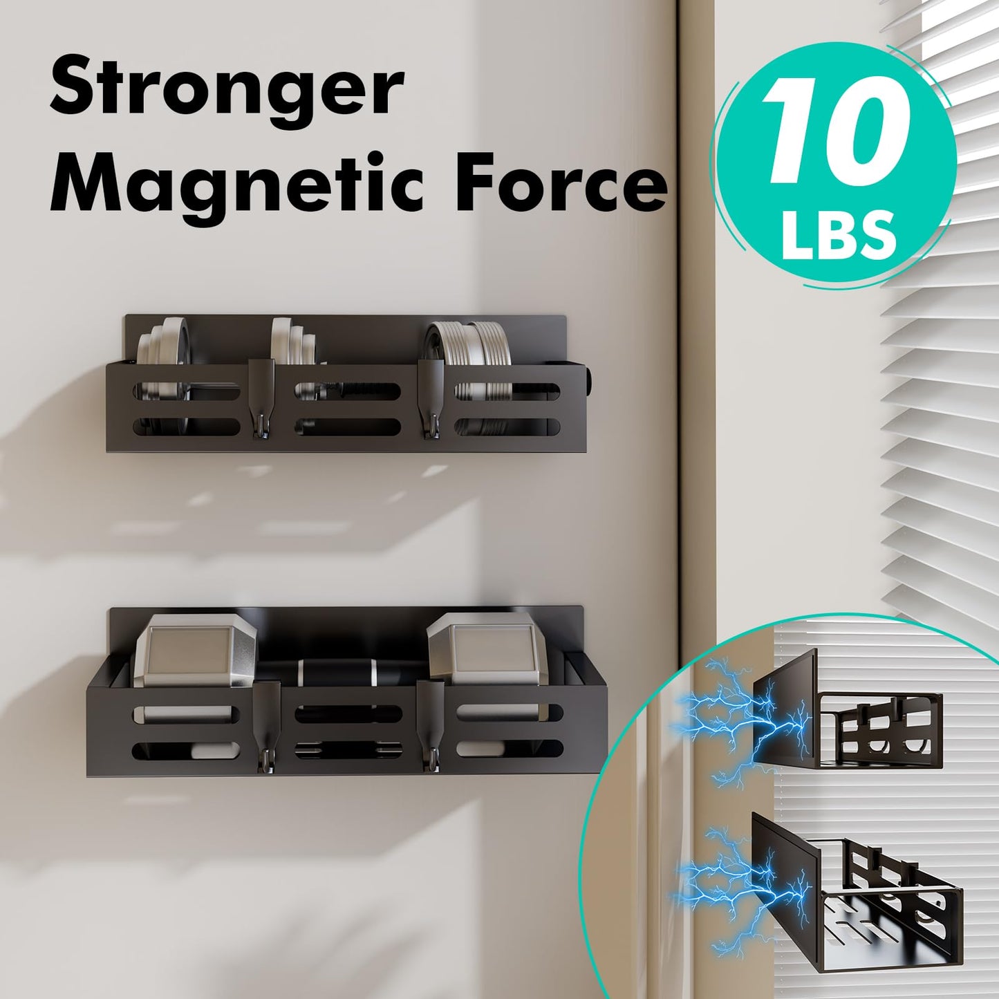 SETBAOO 4 Pack Magnetic Spice Rack for Refrigerator, Black Magnetic Shelf and Fridge Kitchen Storage Cabinet Organizers Seasoning Organization Mini Shelves, Organizadores de Cocina