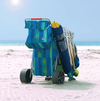 Rio Beach Wonder Wheeler Deluxe Utility, Lawn, and Beach Foldable Cart, Blue Print