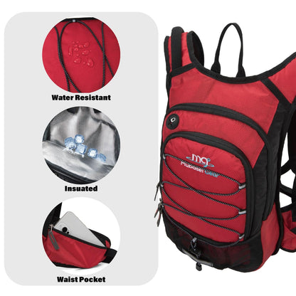 15L Insulated Hydration Backpack Pack with 2L Water Bladder Lightweight Hiking Backpack Bag for Women Men Daypack for Hiking Running Festival Camping Biking (Red)